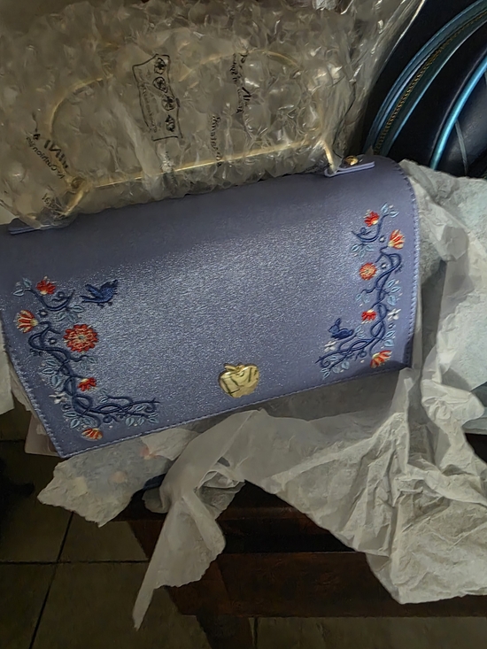 Loungefly Handbags - Loungefly Lavender Embroidered Floral Crossbody with Gold Heart Clasp